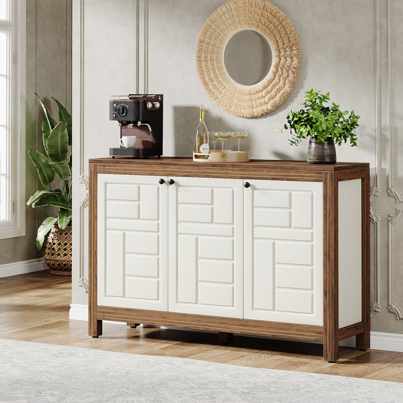 47.24 Inch Wood Sideboard Buffet Cabinet With Storage And Doors For Dining Room Living Room Kitchen